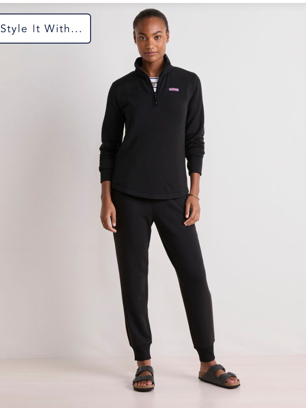 Vineyard Vines Women’s Black Joggers with Ribbed Cuffs